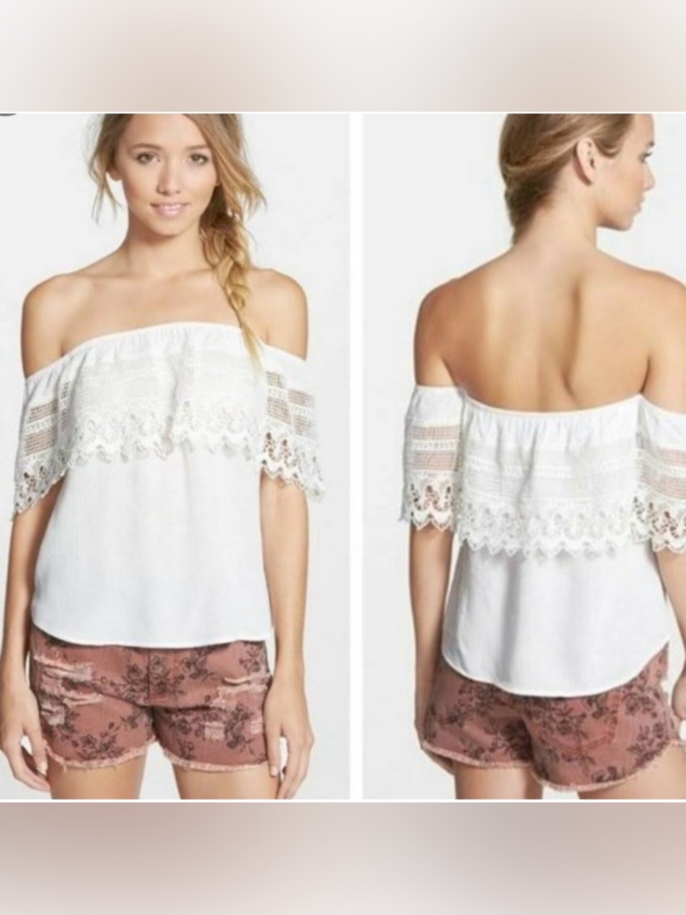 Socialite crochet off shoulder top